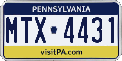 PA license plate MTX4431