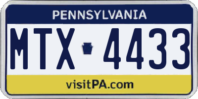 PA license plate MTX4433