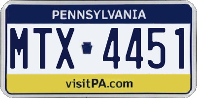 PA license plate MTX4451