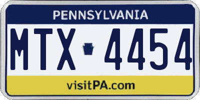 PA license plate MTX4454