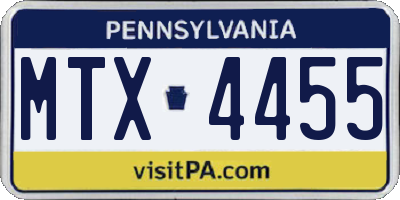 PA license plate MTX4455