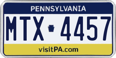 PA license plate MTX4457