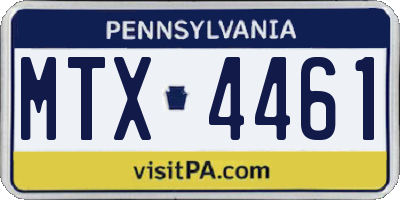 PA license plate MTX4461