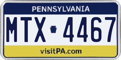 PA license plate MTX4467