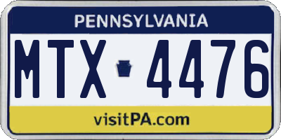 PA license plate MTX4476