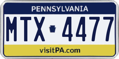PA license plate MTX4477