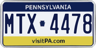 PA license plate MTX4478
