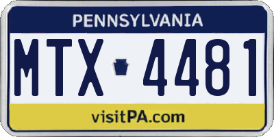 PA license plate MTX4481