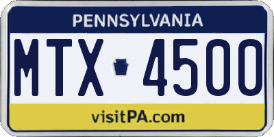 PA license plate MTX4500