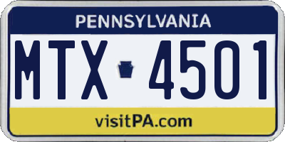 PA license plate MTX4501