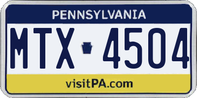 PA license plate MTX4504