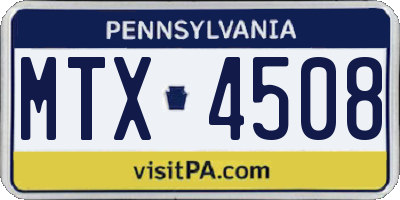PA license plate MTX4508
