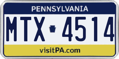 PA license plate MTX4514