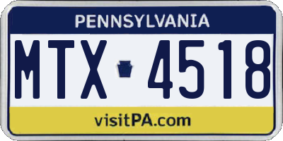 PA license plate MTX4518