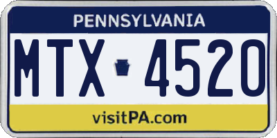 PA license plate MTX4520