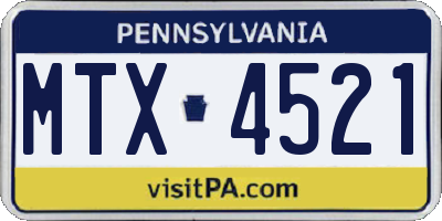 PA license plate MTX4521
