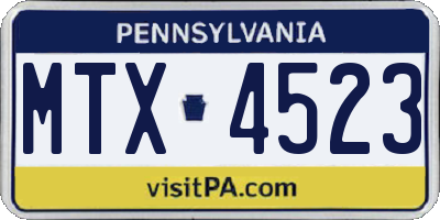 PA license plate MTX4523