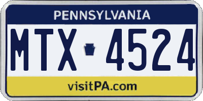 PA license plate MTX4524