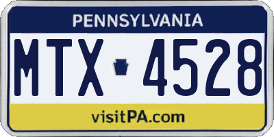 PA license plate MTX4528