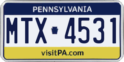 PA license plate MTX4531