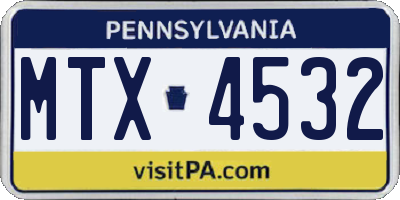 PA license plate MTX4532