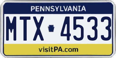 PA license plate MTX4533