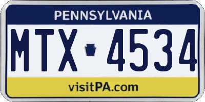 PA license plate MTX4534