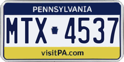 PA license plate MTX4537