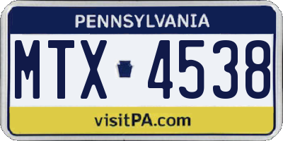 PA license plate MTX4538