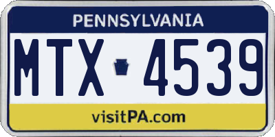 PA license plate MTX4539