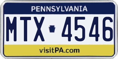 PA license plate MTX4546