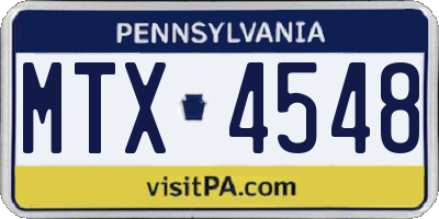 PA license plate MTX4548