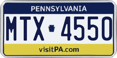 PA license plate MTX4550