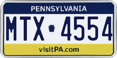 PA license plate MTX4554