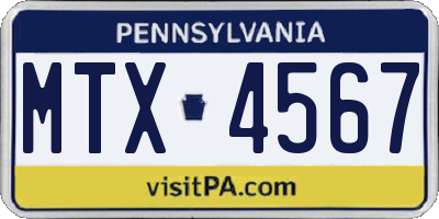 PA license plate MTX4567