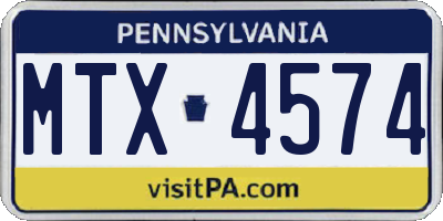 PA license plate MTX4574