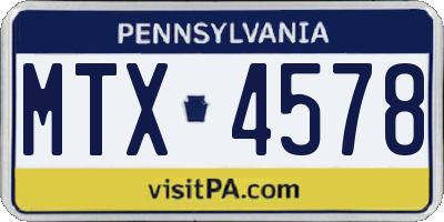 PA license plate MTX4578
