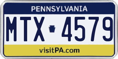 PA license plate MTX4579
