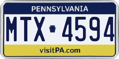 PA license plate MTX4594
