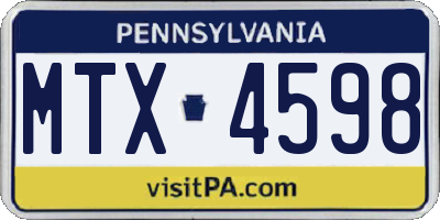 PA license plate MTX4598