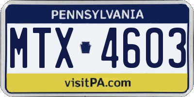 PA license plate MTX4603