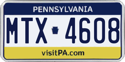PA license plate MTX4608