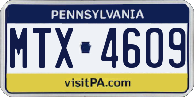 PA license plate MTX4609
