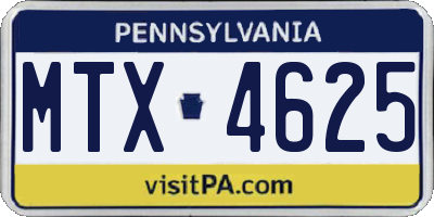 PA license plate MTX4625