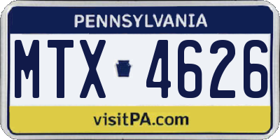 PA license plate MTX4626