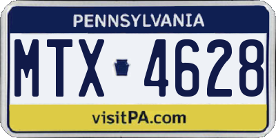 PA license plate MTX4628