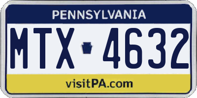 PA license plate MTX4632