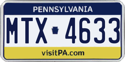 PA license plate MTX4633