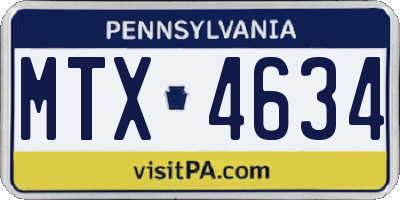 PA license plate MTX4634