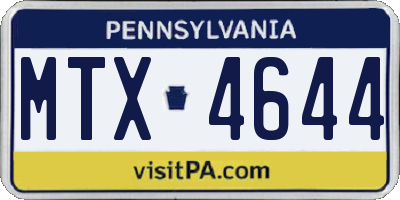 PA license plate MTX4644